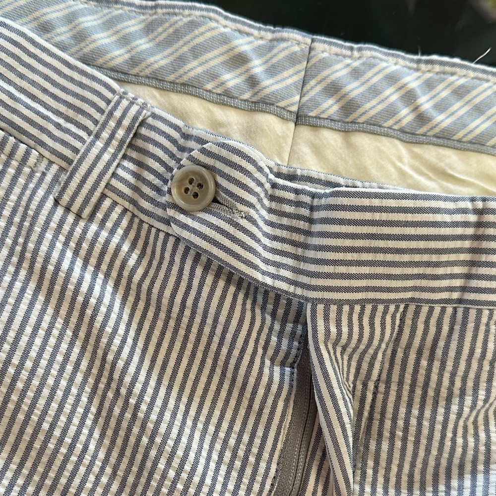Saks Fifth Ave size 14 women's trousers pants silk/cotton pinstriped classic - Picture 4 of 9